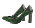 Green high heel shoes isolated on white background. Royalty Free Stock Photo