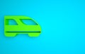 Green High-speed train icon isolated on blue background. Railroad travel and railway tourism. Subway or metro Royalty Free Stock Photo