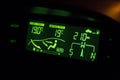 Green highlighted car air conditioner control panel Royalty Free Stock Photo