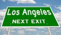 Green highway sign for Los Angeles next exit Royalty Free Stock Photo
