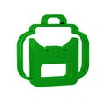 Green Hiking backpack icon isolated on transparent background. Camping and mountain exploring backpack.