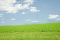 Green hill and blue sky with white clouds very basic landscapr photography