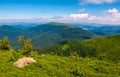 Green hill of polonina Runa in summer Royalty Free Stock Photo