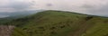 Green hills around lake Kussharo from the Bihoro Pass Royalty Free Stock Photo