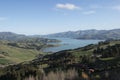 Green hills and coastline with turquoise sea, New Zealand Royalty Free Stock Photo