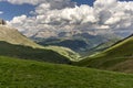 Green hills of the Dolomites in summer.