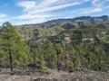 Green hills and forest mountains, landscape of Tamadaba natural park. Gran Canaria, Canary Islands, Spain Royalty Free Stock Photo