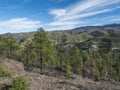 Green hills and forest mountains, landscape of Tamadaba natural park. Gran Canaria, Canary Islands, Spain Royalty Free Stock Photo