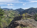 Green hills and forest mountains, landscape of Tamadaba natural park. Gran Canaria, Canary Islands, Spain Royalty Free Stock Photo