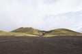 Green hills in the Icelandic volcanic land.