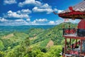 The green hills of Kao Kho with part of a Chinese-style pavilion, Thailand