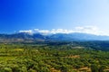 Green hills and mountains on the Greek island of Crete in Chania region on beautiful sunny day Royalty Free Stock Photo