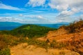 Green hills, sand, water and the mountain on the horizon. Luzon Island. Philippines Royalty Free Stock Photo