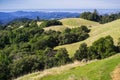 Green hills in Santa Cruz mountains; the Pacific ocean coastline in the background, San Francisco bay area, California Royalty Free Stock Photo