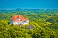 Green hills of Zagorje region and Veliki Tabor castle view Royalty Free Stock Photo
