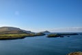 Green hilly coast and island in Ireland on the Atlantic coast in Ring Of Kerryy