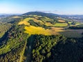 Green hilly landscape from above