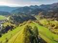 Green hils and high mountains in alpine Slovenia Royalty Free Stock Photo