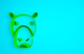 Green Hippo or Hippopotamus icon isolated on blue background. Animal symbol. Minimalism concept. 3d illustration 3D