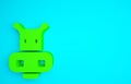 Green Hippo or Hippopotamus icon isolated on blue background. Animal symbol. Minimalism concept. 3d illustration 3D