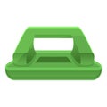 Green hole puncher icon, cartoon style