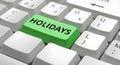 Green holidays key on a computer keyboard Royalty Free Stock Photo