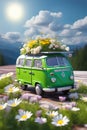 Green home - Camping car with solar panels. Green energy concept Royalty Free Stock Photo