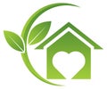 Green home logo with leafs Royalty Free Stock Photo