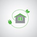 Green home power efficiency icon Royalty Free Stock Photo