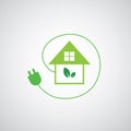 Green home power efficiency icon Royalty Free Stock Photo