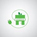 Green home power efficiency icon Royalty Free Stock Photo