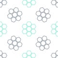 Green Honeycomb sign icon isolated seamless pattern on white background. Honey cells symbol. Sweet natural food. Vector Royalty Free Stock Photo