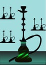 Green hookah with background. Vector