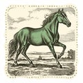 Green Horse: Antique Illustration Vector With Historical Significance Royalty Free Stock Photo