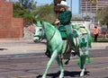 Green Horse in Irish St. Patrick`s Day parade.