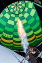 Green hot air balloon launch in San Miguel de Allende