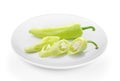 Fresh Green hot chili pepper in a plate on white background Royalty Free Stock Photo