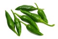 green hot chili peppers isolated on white background top view Royalty Free Stock Photo