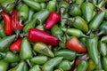 Green hot jalapeno chili peppers close up Royalty Free Stock Photo