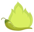 Green hot pepper. Cartoon burning spice icon