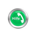 Green Hotline support contact communication concept button - German help