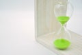 Green hourglass, counting time