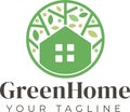 Green House Circle Logo Design Template Vector Illustration Royalty Free Stock Photo