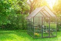 Green house clear glass building in the home garden Royalty Free Stock Photo