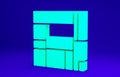 Green House Edificio Mirador icon isolated on blue background. Mirador social housing by MVRDV architects in Madrid