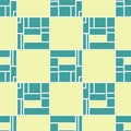 Green House Edificio Mirador icon isolated seamless pattern on yellow background. Mirador social housing by MVRDV