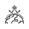 Black line icon for Green House Effect, green and climate Royalty Free Stock Photo
