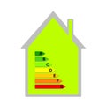 Green House with energy classification Royalty Free Stock Photo