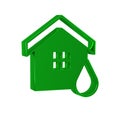 Green House flood icon isolated on transparent background. Home flooding under water. Insurance concept. Security