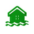 Green House flood icon isolated on transparent background. Home flooding under water. Insurance concept. Security